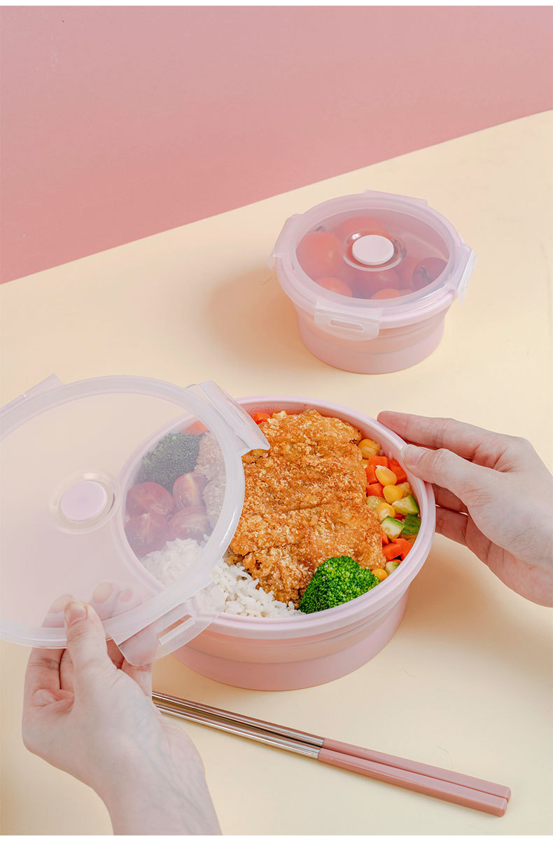 RF16515&16&17&18Silicone round folding lunch box